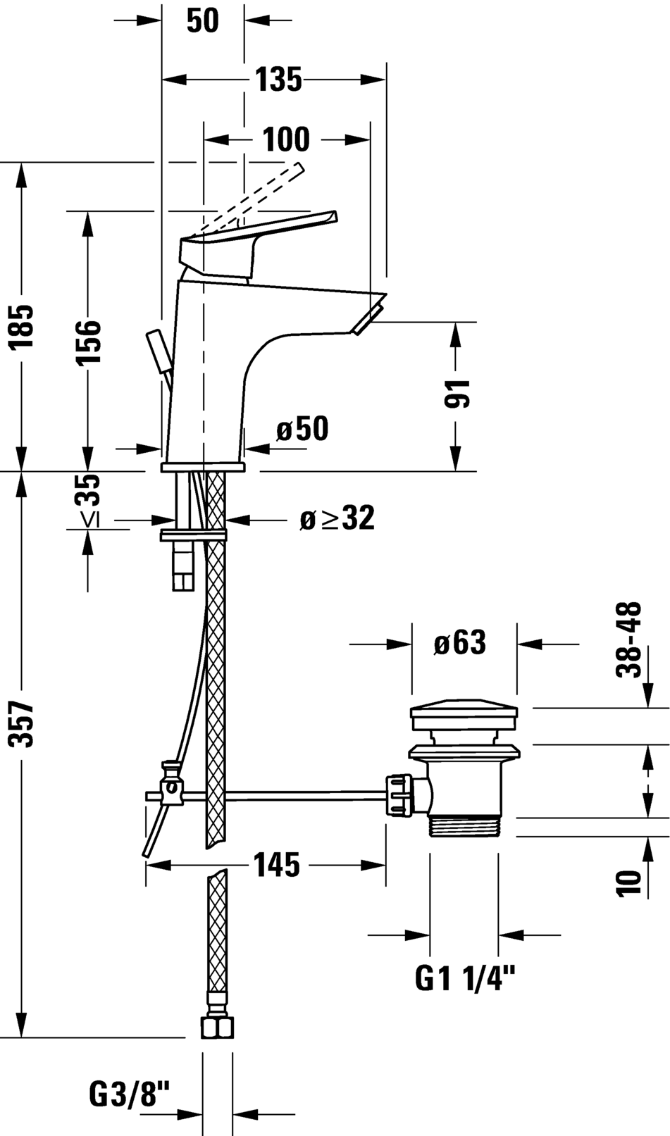 DURAVIT N.1 Einhebel Waschtischmischer S Einhandmischer Mischbatterie Wasserhahn
