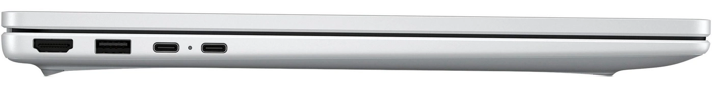 Eine Seite eines Laptops mit HDMI-, USB-A- und USB-C-Anschlüssen.
