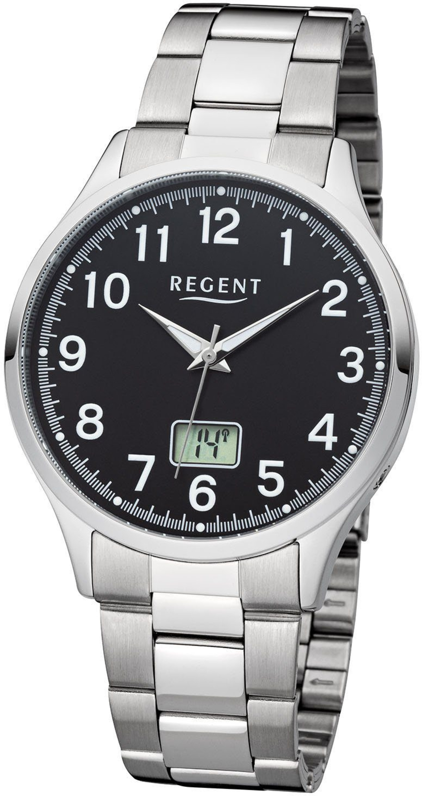 REGENT Funkuhr FR273 - 1841.40.97 Quarzuhr Armbanduhr Herrenuhr Leuchtzeiger