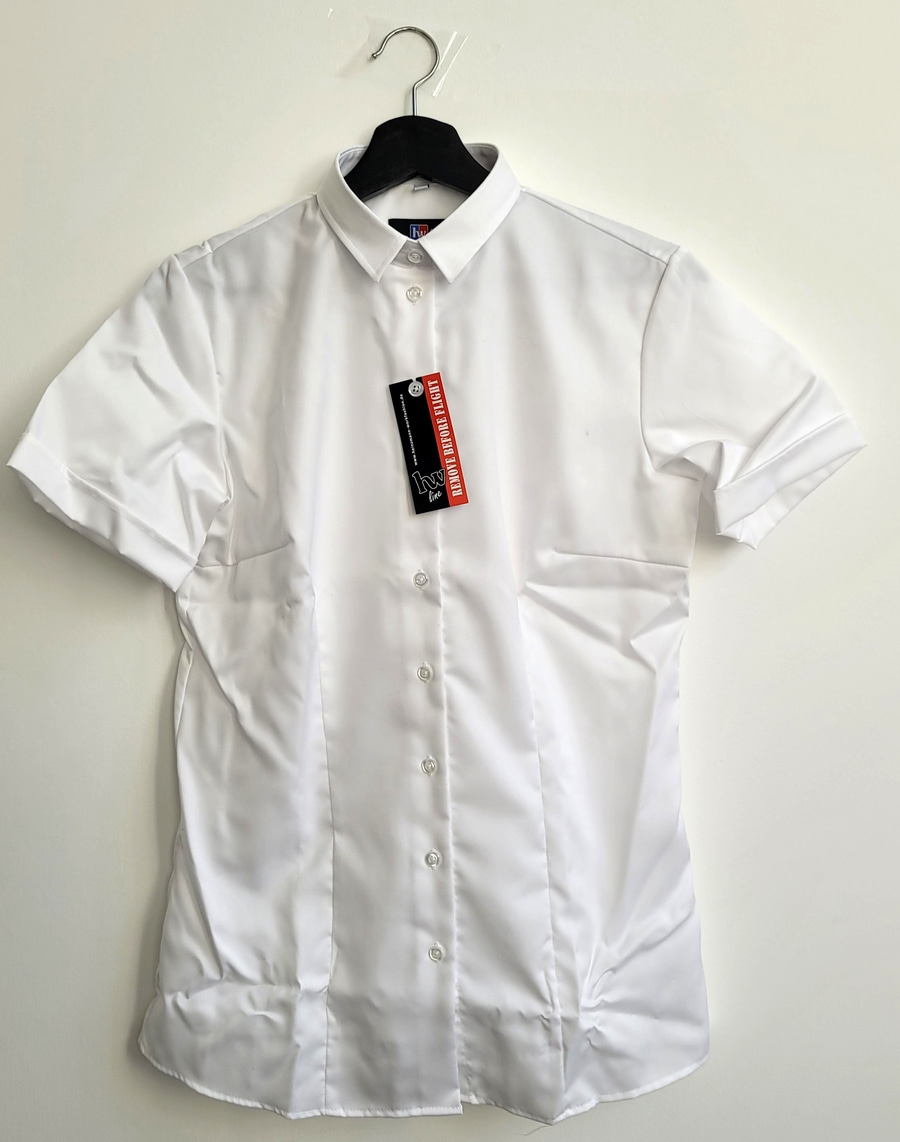 Heinzmann-Workfashion 1/2 Kurzarm Bluse Gastronomie Hemd tailliert weiß Gr. 42