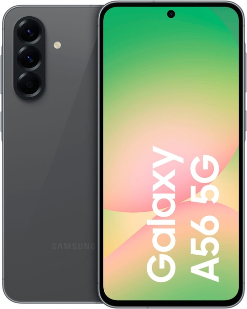 Samsung Galaxy A56 5G Smartphone, grau, mit dreifacher Kamera und Display