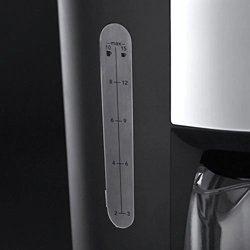 Kaffeemaschine mit Wasserstandsanzeige, Tassenmarkierungen, schwarz und silber