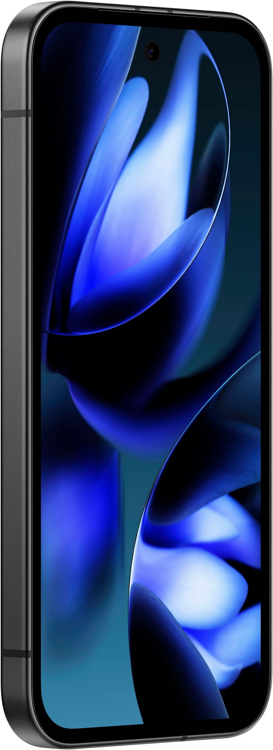 Ein Smartphone mit einem blauen, abstrakten Hintergrundbild.