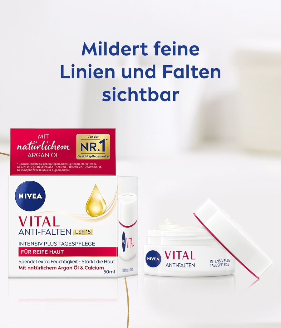 NIVEA Tagespflege VITAL Anti-Falten Intensiv Plus LSF 15 Bio Arganöl 2 x 50 ml