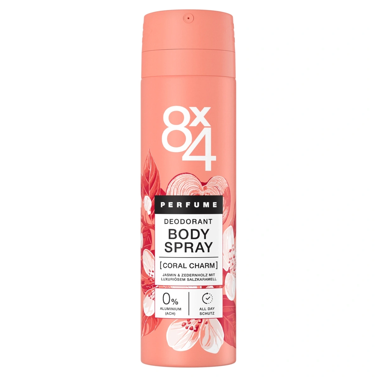8X4 Body Spray Coral Charm 6 x 150ml Deodorant 24h blumig‑verführerisch