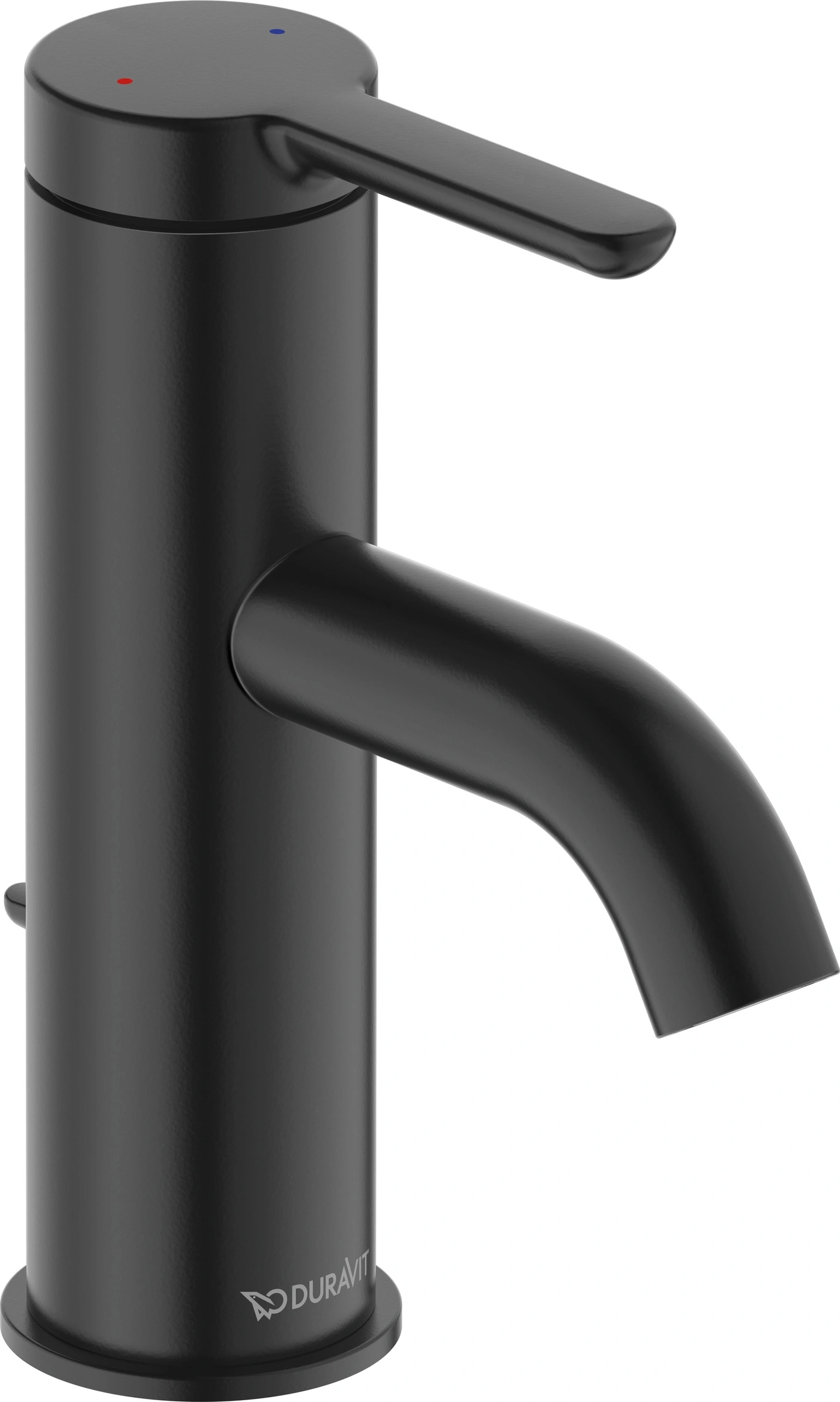 Schwarze Armatur mit Hebel und Ausguss, Duravit-Logo, Wasserhahn, Badarmatur
