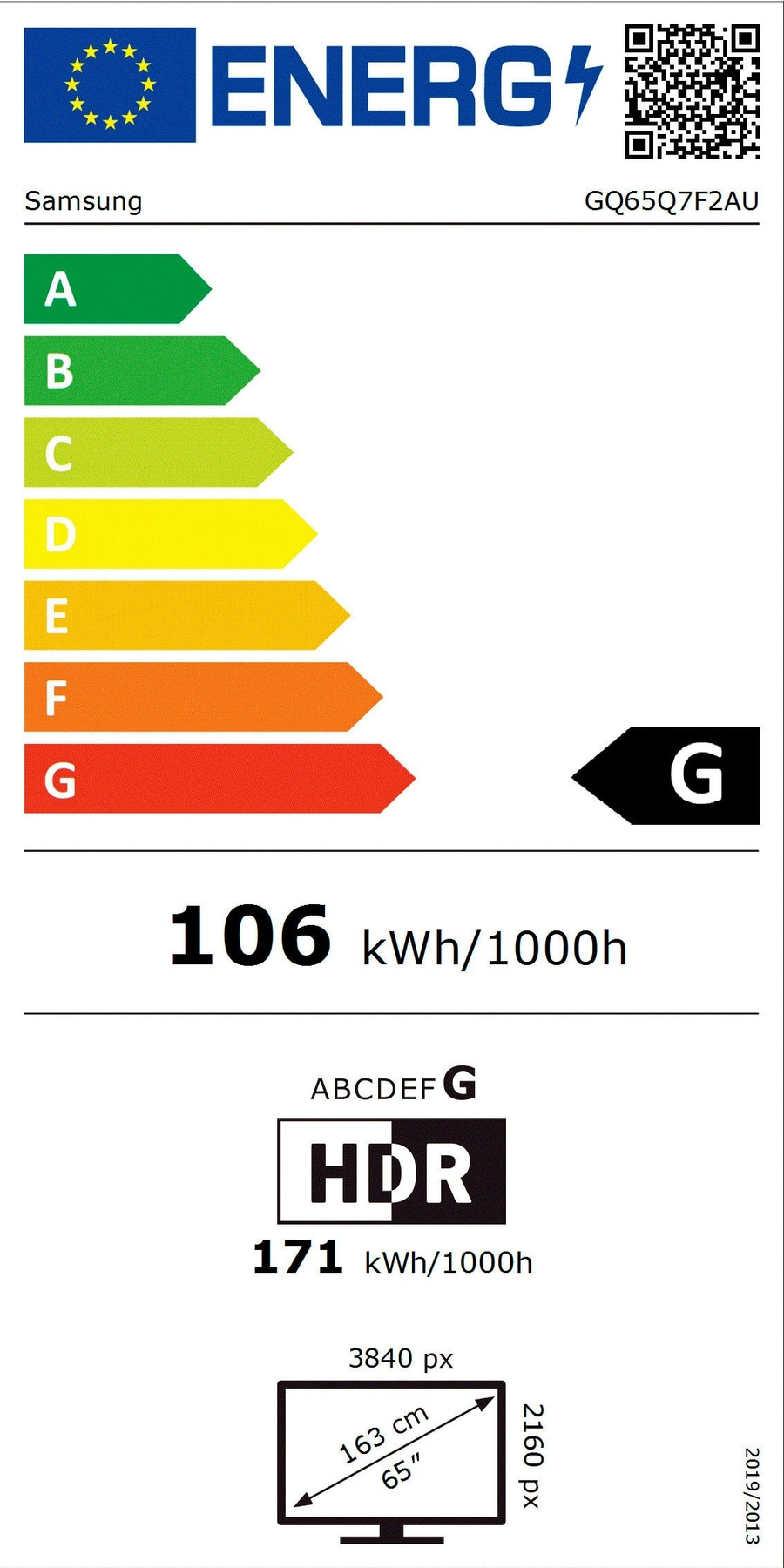 SAMSUNG Smart-TV GQ65Q7F2AU 163 cm/65 Zoll QLED-Fernseher 50Hz 4K UHD B-WARE