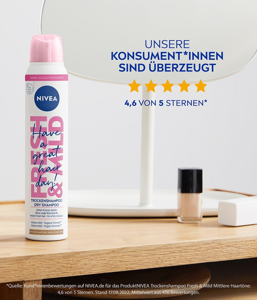 NIVEA Trockenshampoo Hair Care Mittlere Haartöne Fresh & Mild schonend 3 x 200ml