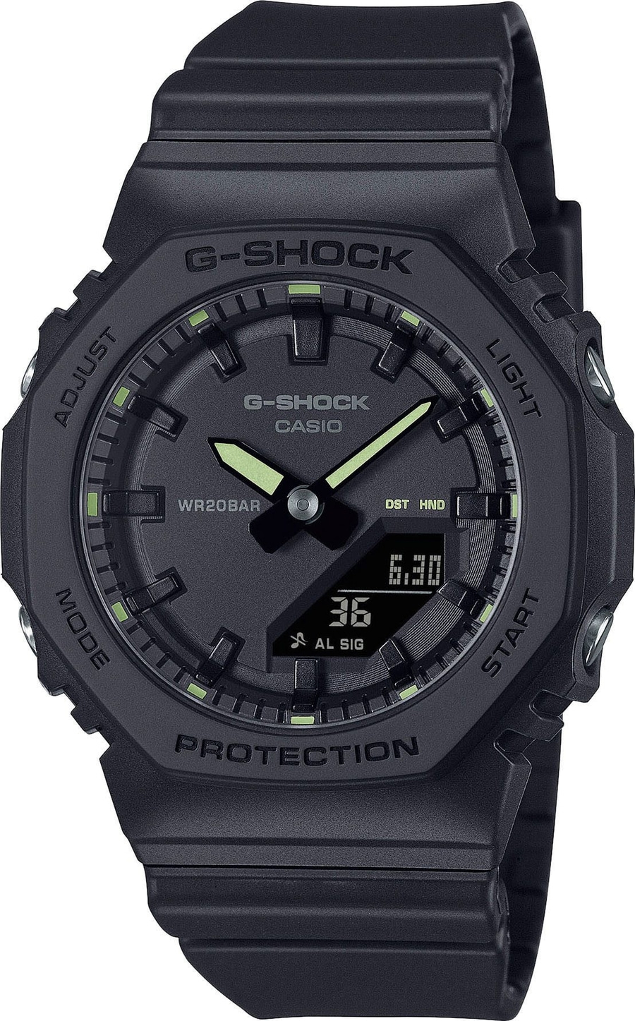 Schwarze G-Shock Uhr mit analoger und digitaler Anzeige