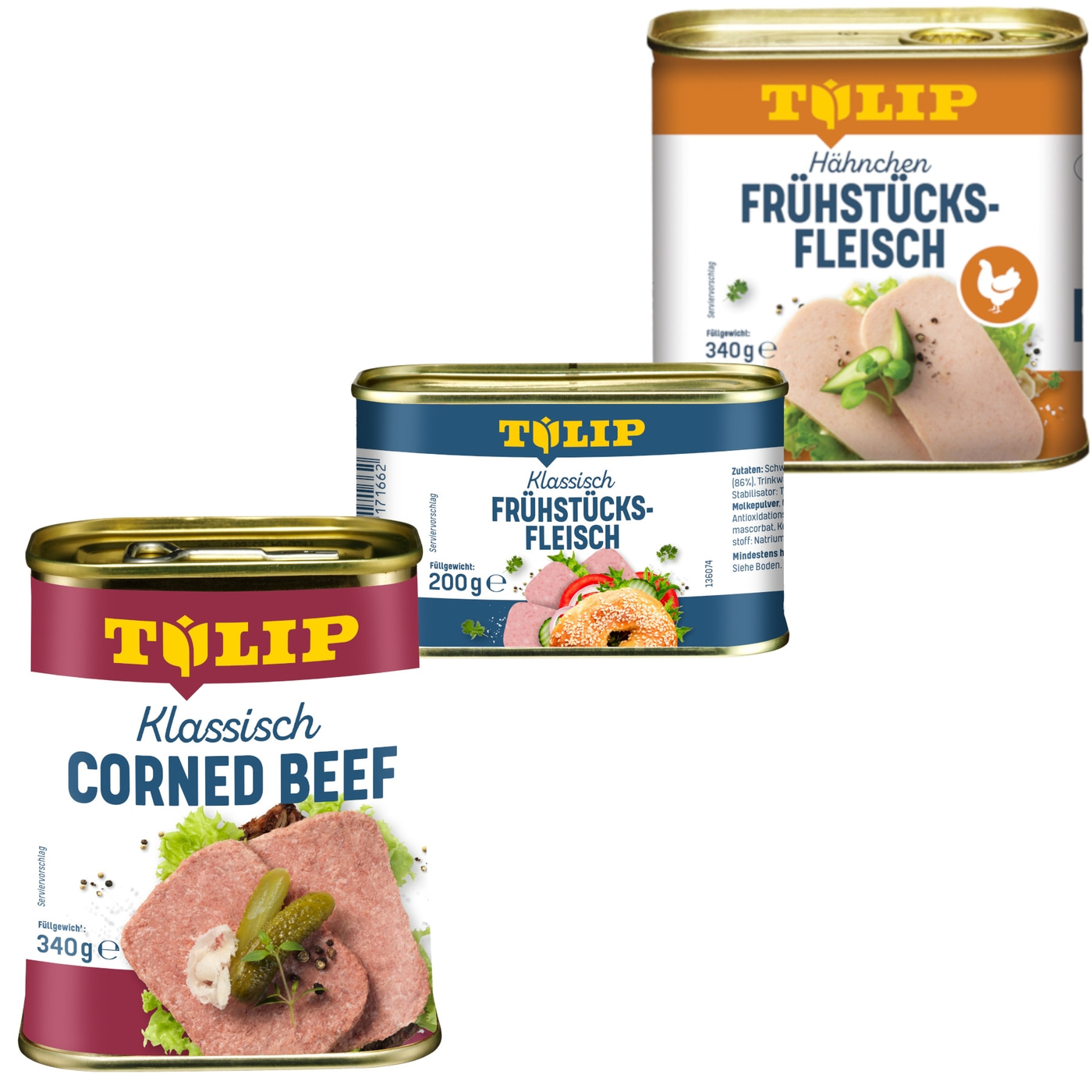 TULIP Bundle 1x 340g Corned Beef 340g Hähnchen 1x 200g Schwein Frühstücksfleisch
