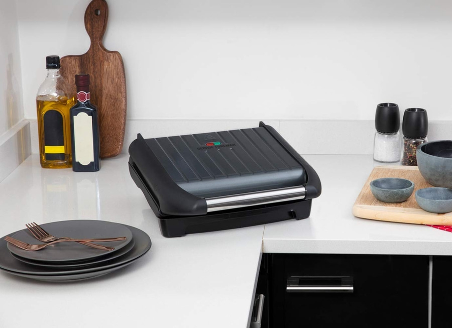 GEORGE FOREMAN Kontaktgrill Fitnessgrill Steel Family Grau 25041-56 Paninigrill