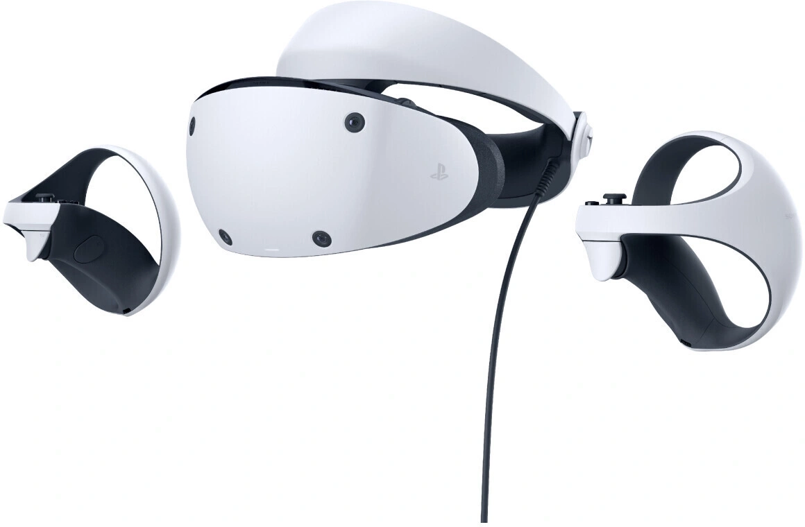VR-Headset und Controller, weißes Design, PlayStation VR2, Gaming-Zubehör