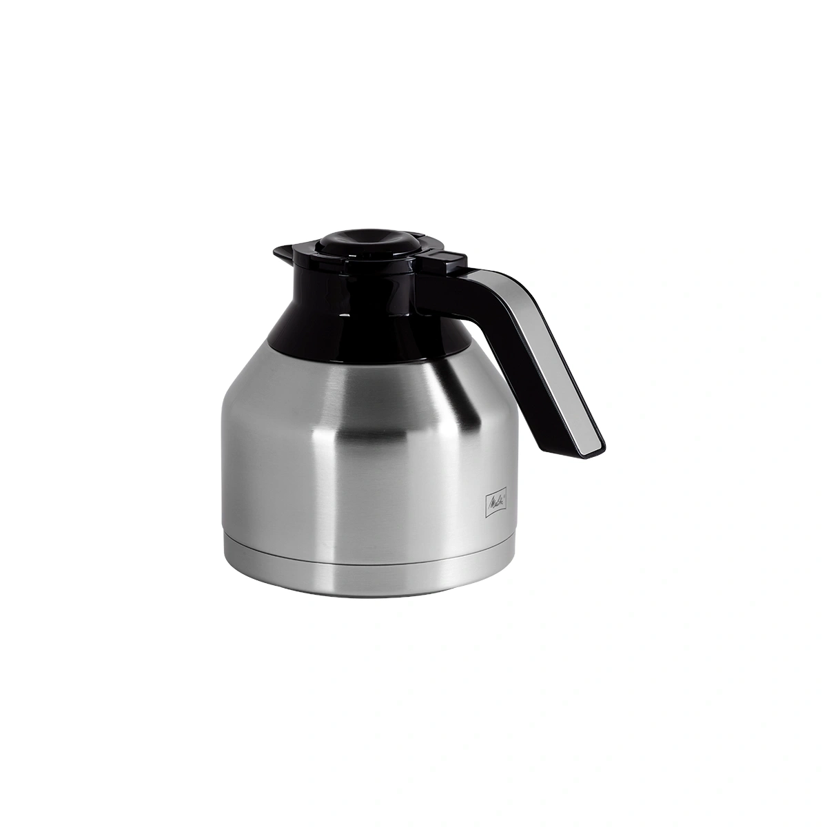 Edelstahl-Kaffeekanne mit schwarzem Deckel und Griff
