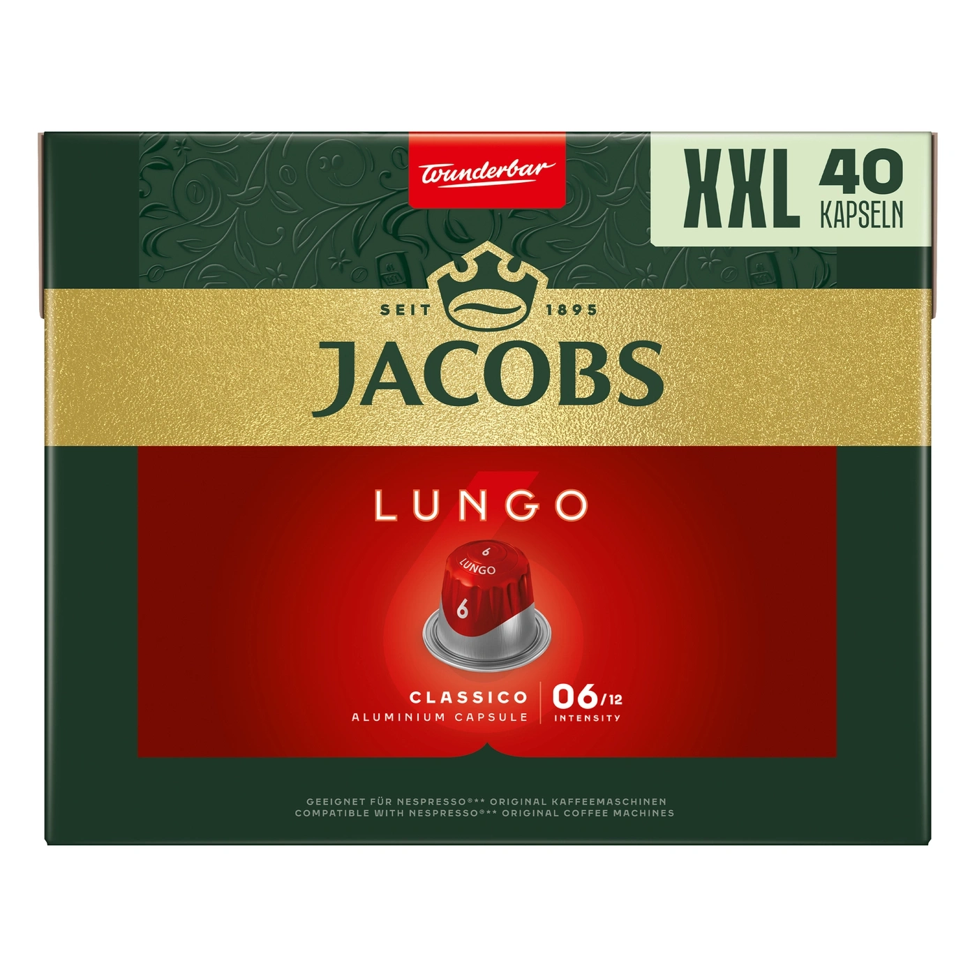 Jacobs Lungo Classico Kaffeekapseln 40 Stück
