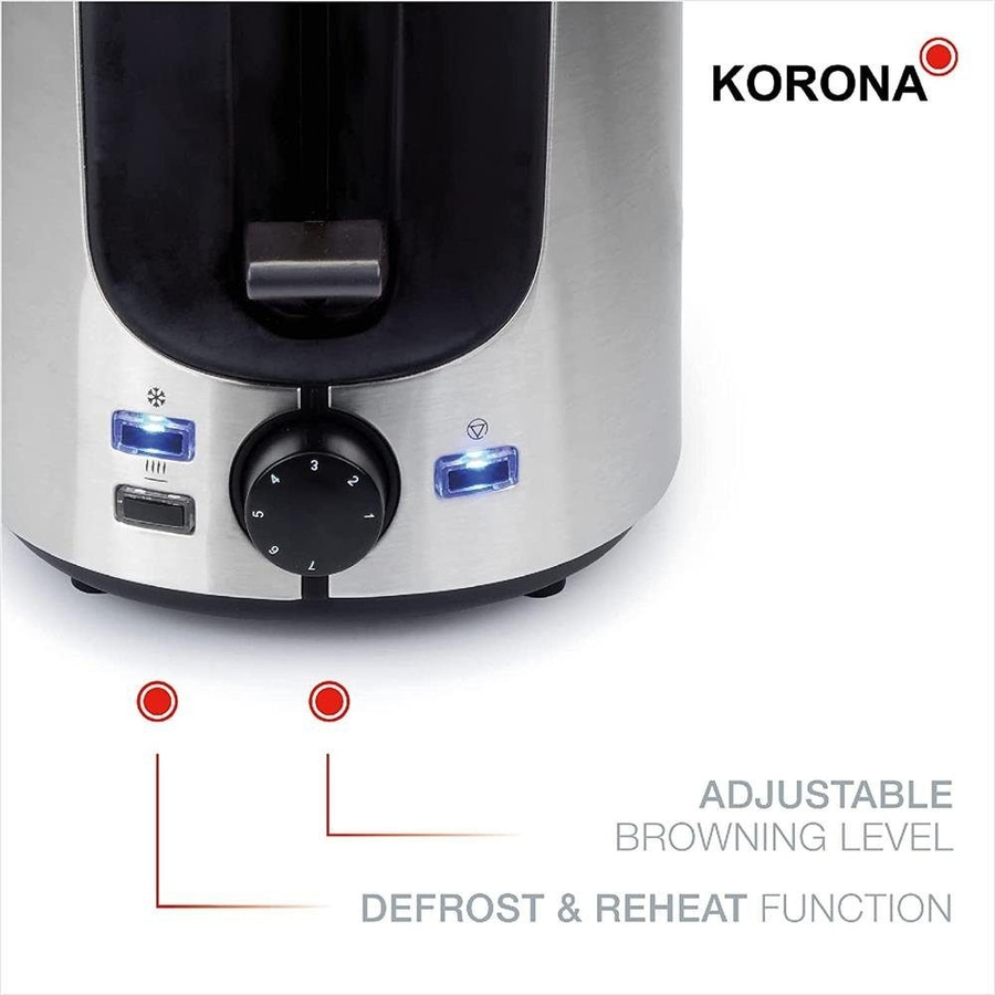 KORONA Toaster 21255 1000W Edelstahl Brötchenaufsatz Krümelschublade schwarz NEU