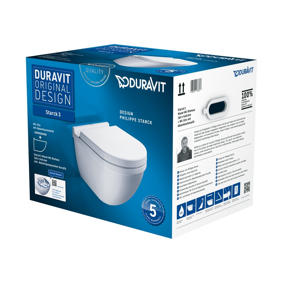 Duravit Starck 3 WC-Sitz mit Absenkautomatik, Design Philippe Starck, 5 Jahre Garantie