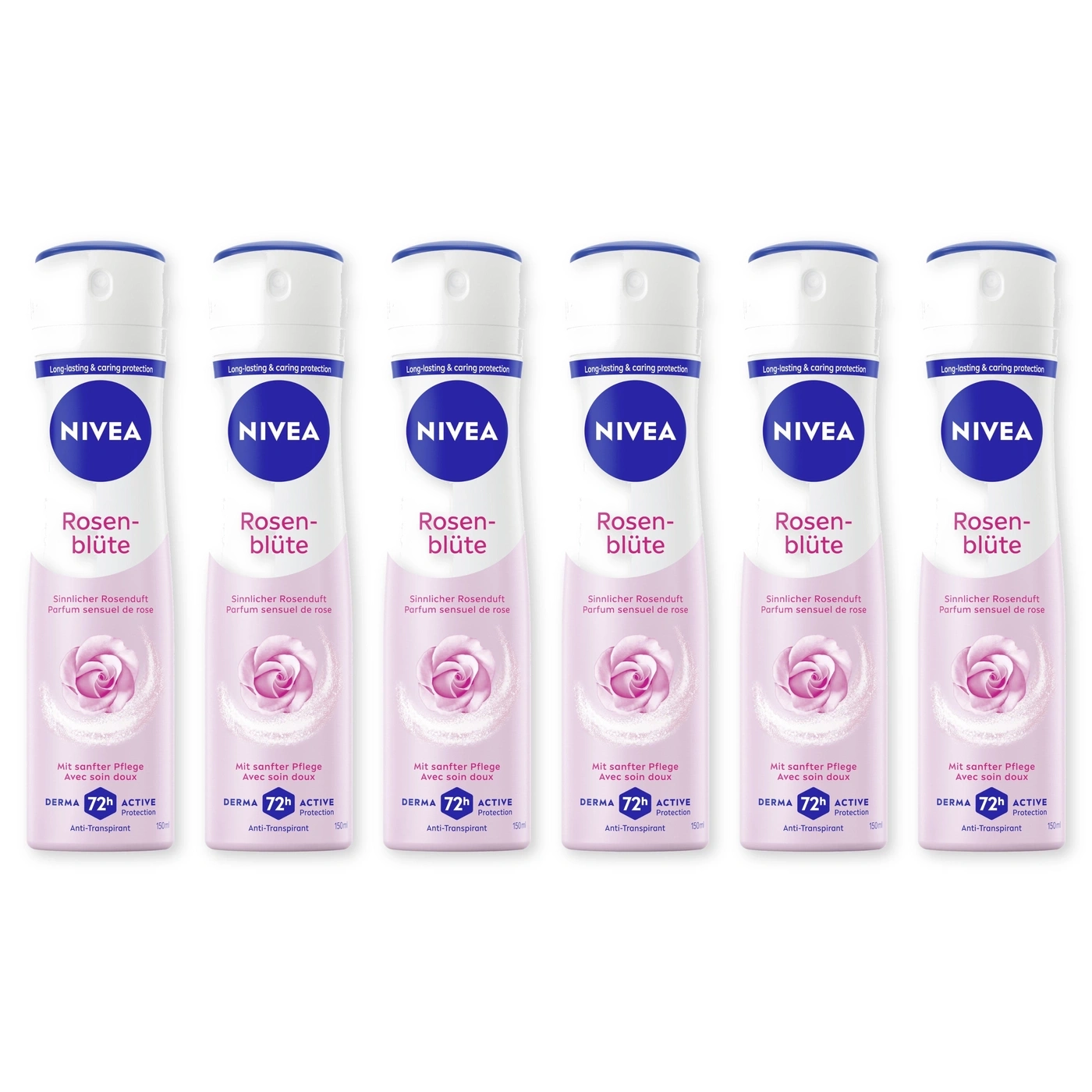 Nivea Rosenblüte Körperspray mit Rose und sanfter Pflege für 72h Schutz.