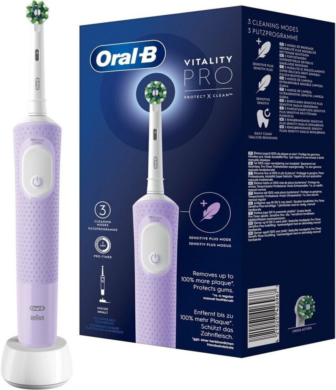 Elektrische Zahnbürste Oral-B Vitality Pro, 3 Putzprogramme, Sensitive Plus, schützt das Zahnfleisch