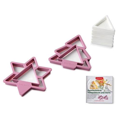 BETTY BOSSI Ausstechform Tannenbaum und Stern - Set Weiß Lila Kunststoff NEU