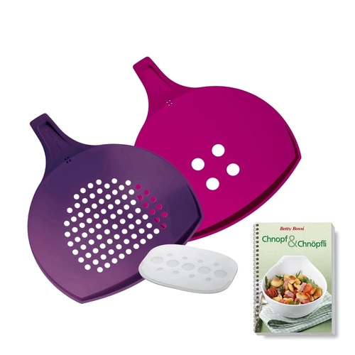BETTY BOSSI Knöpfle-Set Nudelsieb Gnocchi Knöpfle Kunststoff Rot Violett NEU