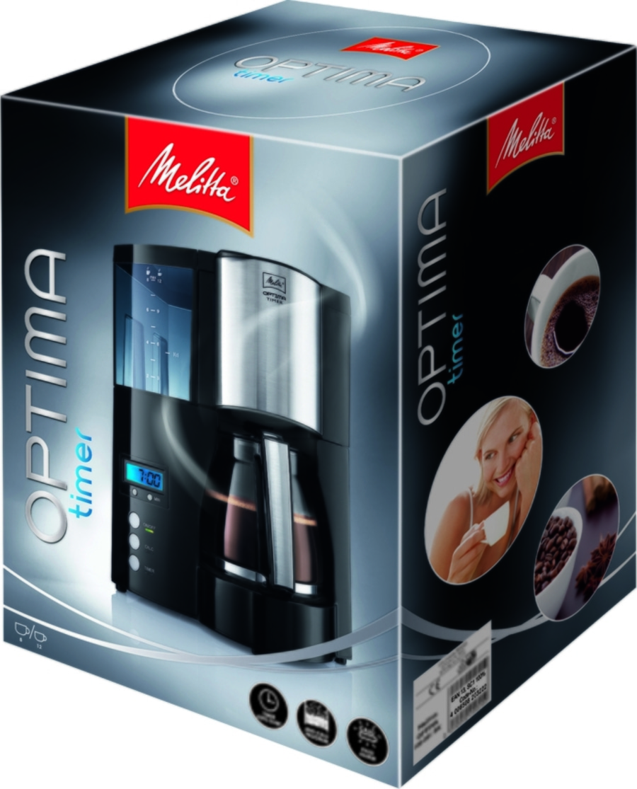 MELITTA Filterkaffeemaschine Optima Timer schwarz LED-Anzeige für Filter 102