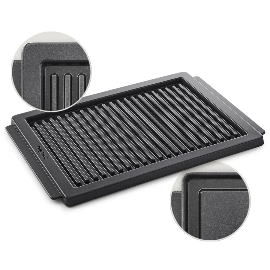 BETTY BOSSI Wendeplatte Ofen und Grill 38×26 cm Antihaft Aluminium Grau NEU