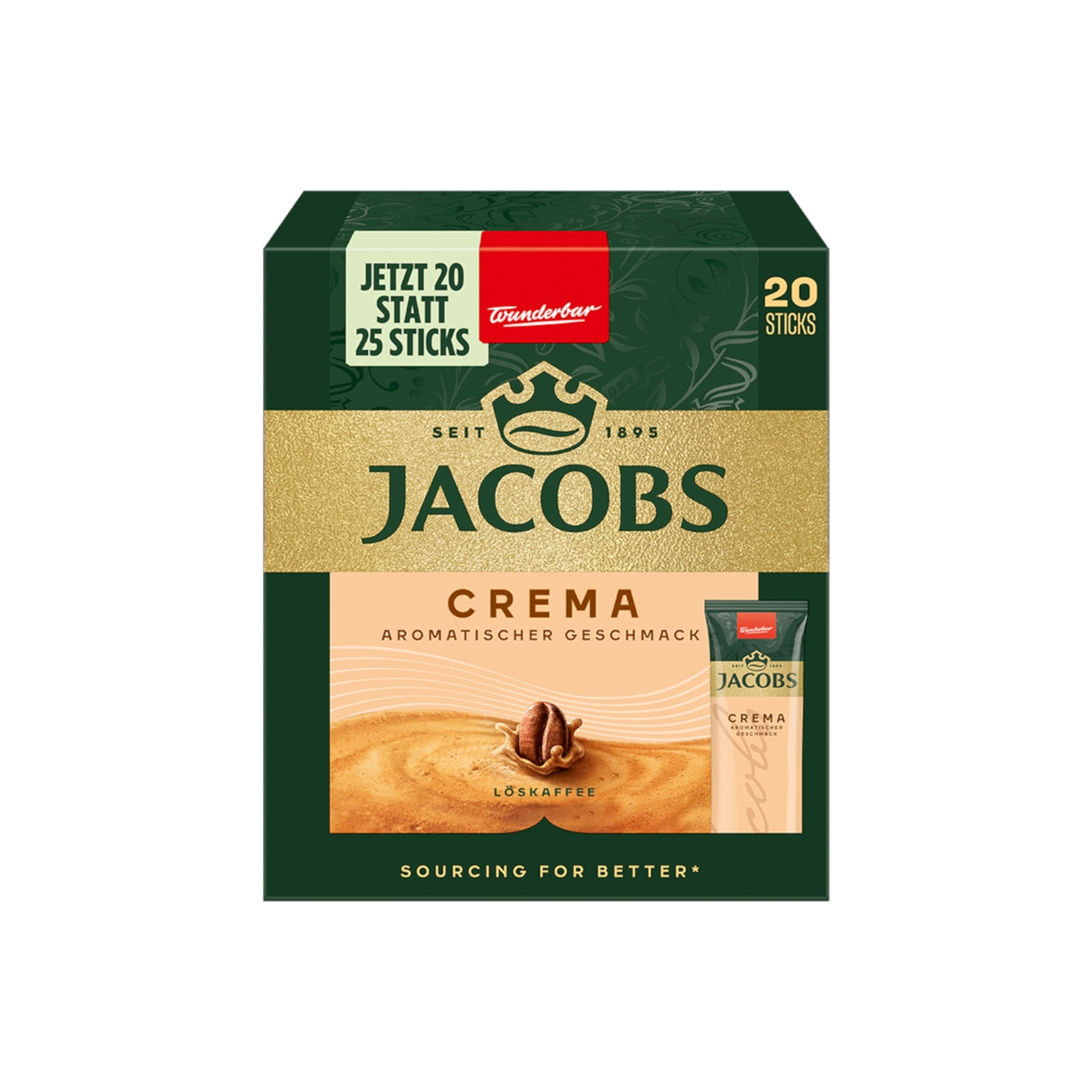JACOBS Löskaffee Typ Cafe Crema 12 x 20 Getränke Sticks löslicher Instantkaffee