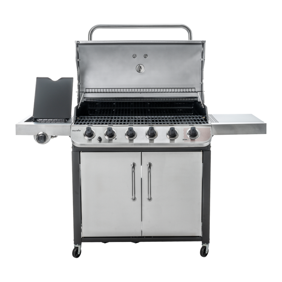 Edelstahl-Gasgrill mit geöffnetem Deckel und Seitenablagen, Kochfeld