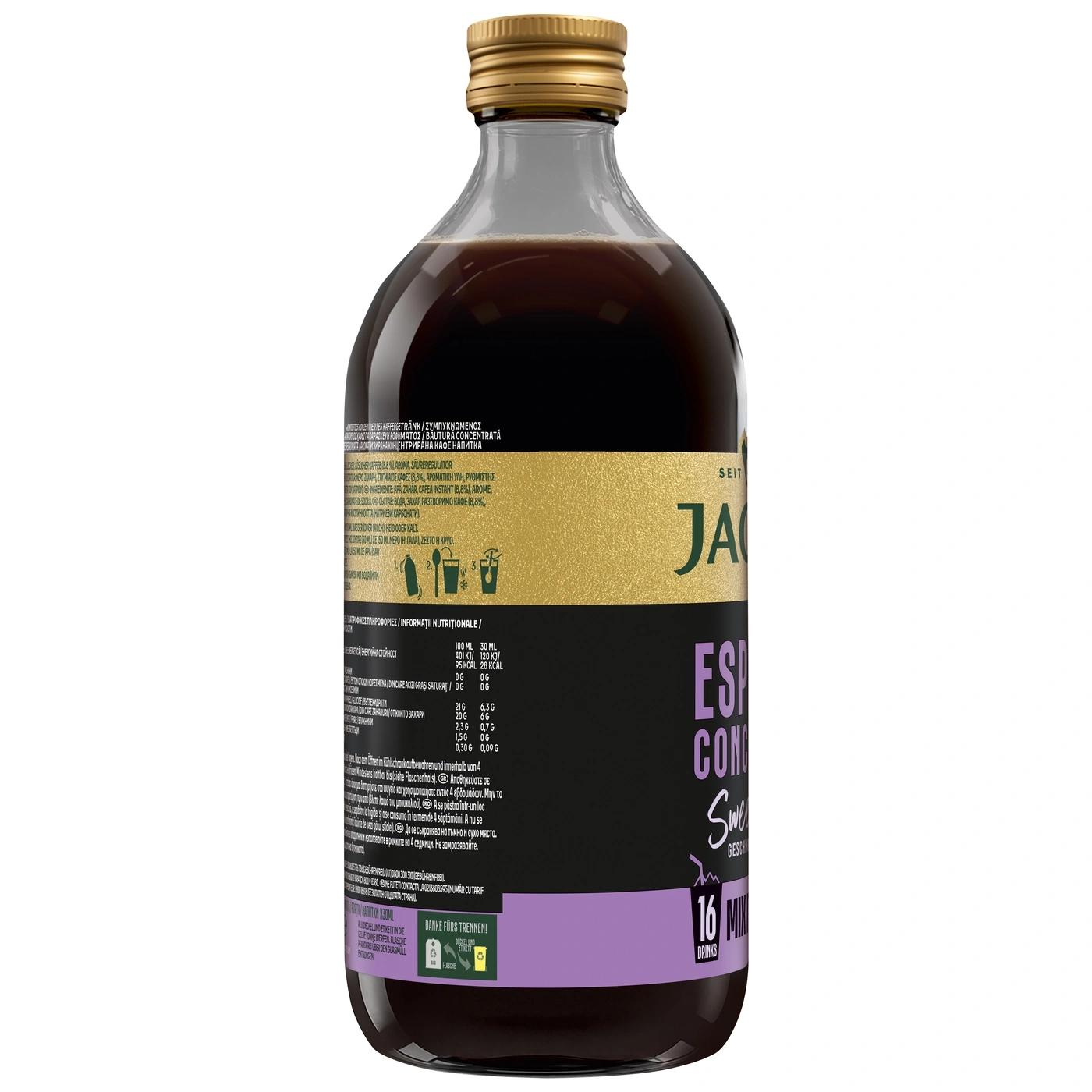 Flasche J.GASCO Espresso Concentrate Sweet mit goldener Kappe