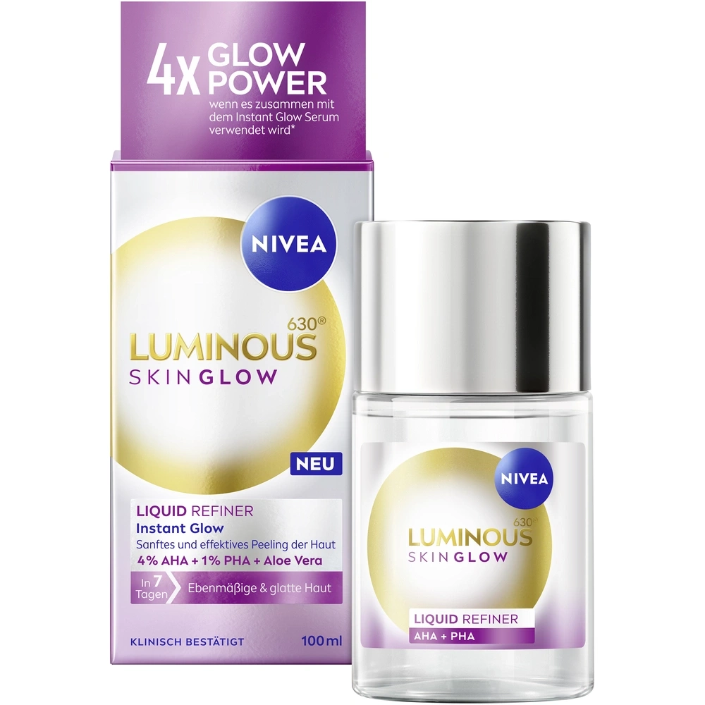Nivea Luminous Skin Glow Liquid Refiner, Hautpflege, 4x Glow Power, AHA + PHA, 100ml, klinisch bestätigt