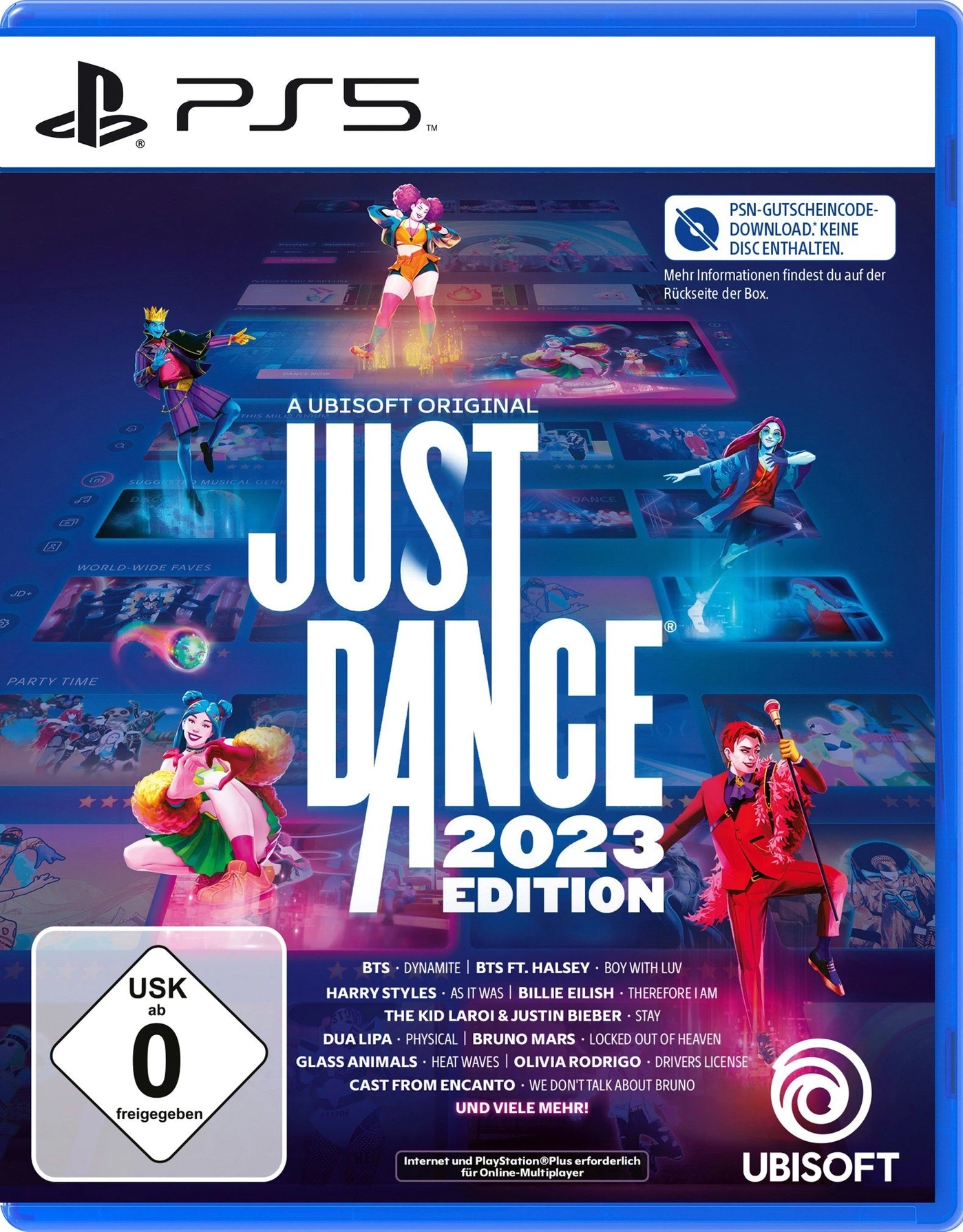 Playstation 5 Spielcover mit Tanzenden und Songtiteln