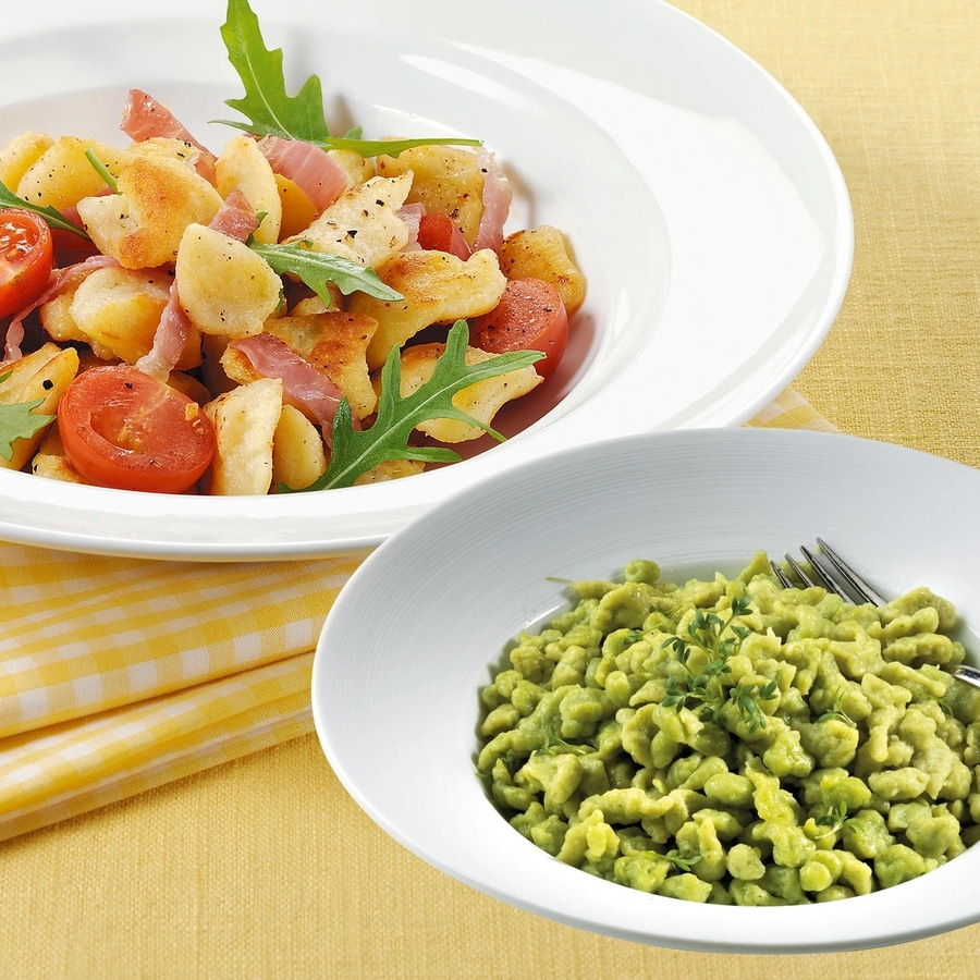 BETTY BOSSI Knöpfle-Set Nudelsieb Gnocchi Knöpfle Kunststoff Rot Violett NEU