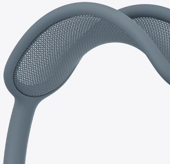 Graue Kopfhörer mit Netzstruktur, Nahaufnahme, Detailaufnahme, Technologie, Design