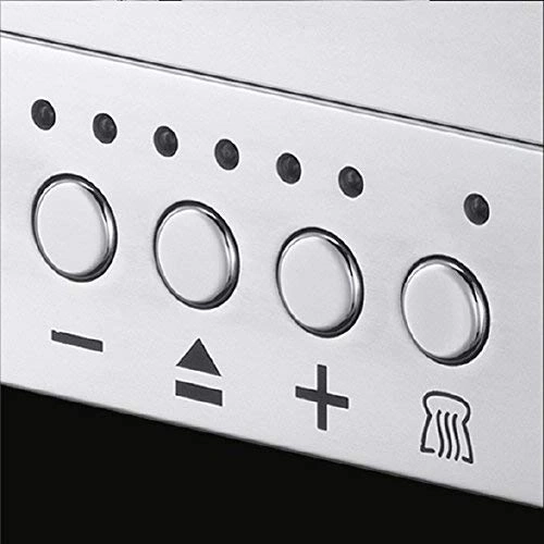 Nahaufnahme der Bedienelemente eines Toasters mit Knöpfen und Symbolen