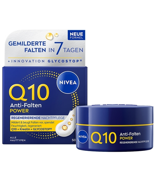 Nivea Q10 Anti-Falten Power Regenerierende Nachtpflege, 50ml Tube und Faltschachtel