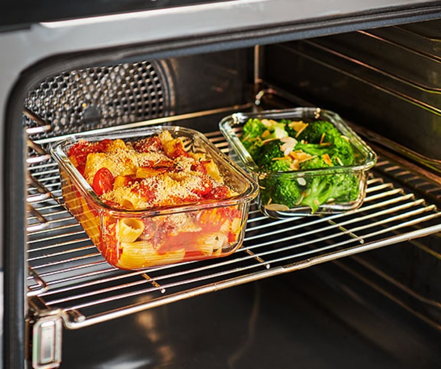 Betty Bossi Aufbewahrungsdose mit Deckel, Glas rechteckig - 4er-Set, Gratinform