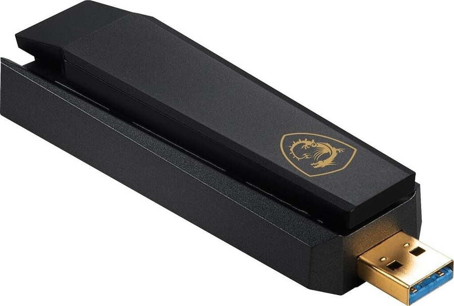 Schwarzer USB 3.0 WLAN-Adapter mit MSI-Drachenlogo