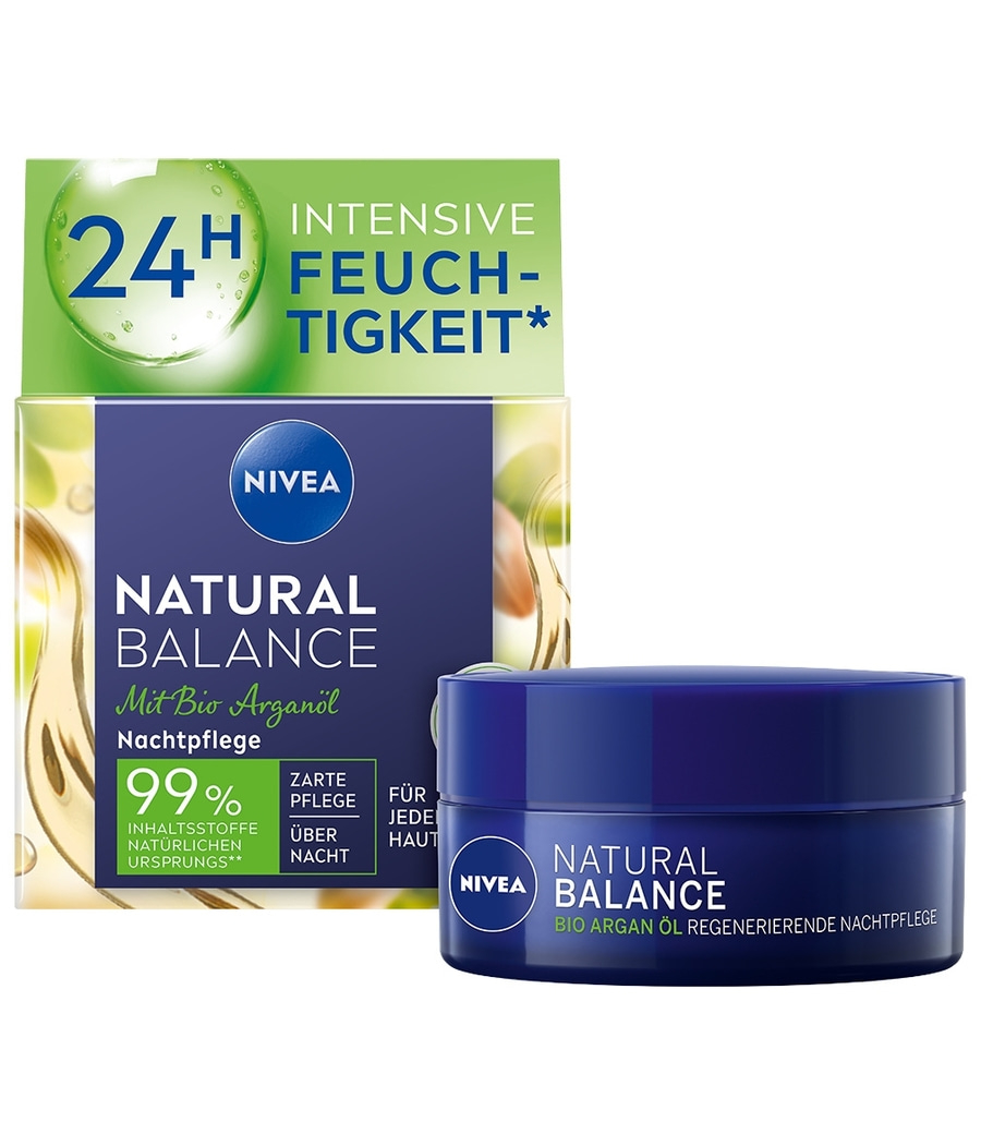 NIVEA Nachtpflege Natural Balance regenerierend tiefenpflegend Jojobaöl 2x 50ml