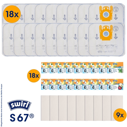 18 x Staubsaugerbeutel Swirl® S 67® MicroPor® Plus AntiBac System Siemens Bosch