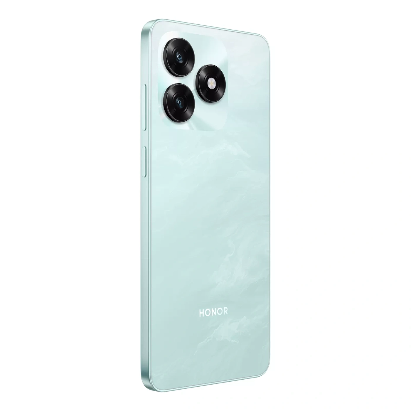 Eine hellgrüne Rückseite eines HONOR-Smartphones mit drei Kameras.