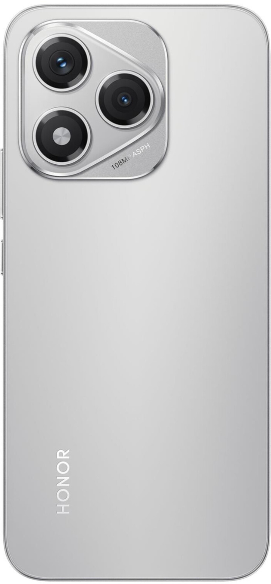 Rückseite eines silbernen Honor Smartphones mit drei Kameras.