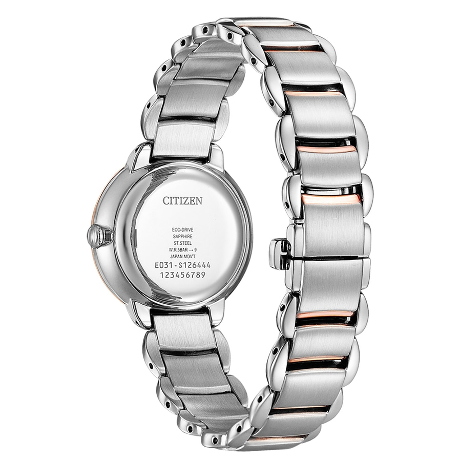 CITIZEN Damen Armbanduhr EM0924-85Y Eco-Drive Edelstahl 28 mm silber/gold B-Ware
