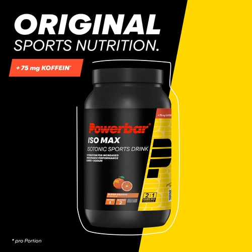 POWERBAR Isomax Blood Orange 1200g Isotonisches Sportgetränk Pulver 75mg Koffein