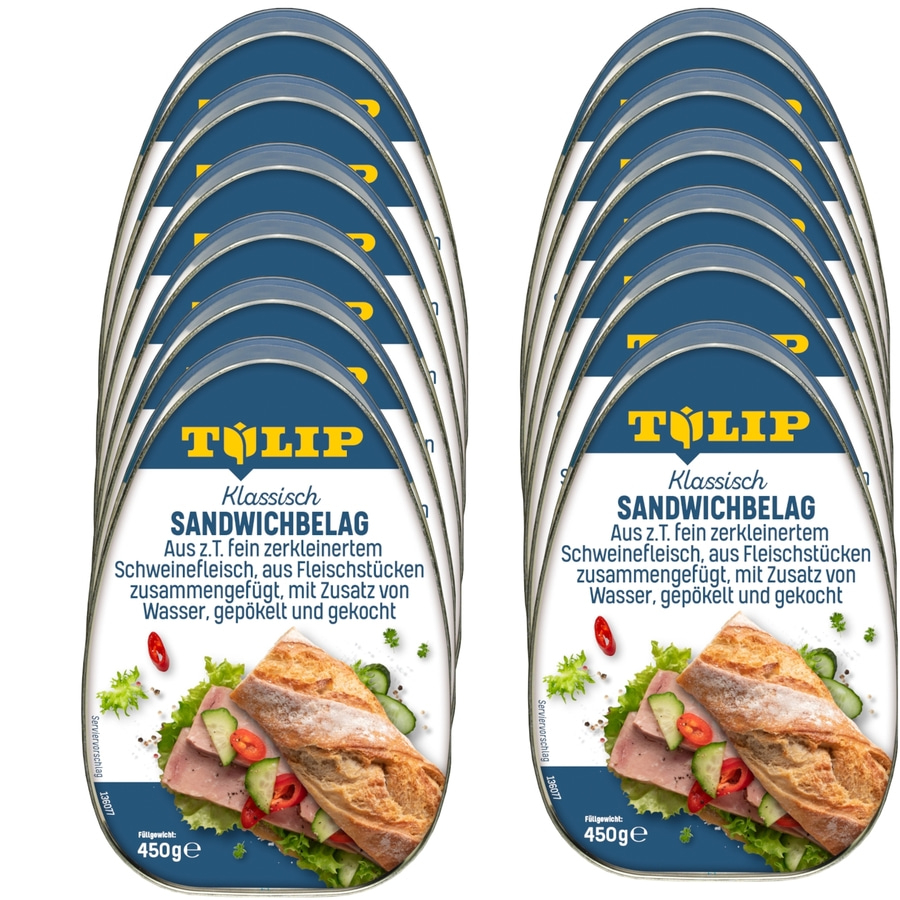 TULIP 12x 450g Sandwichbelag Schweinefleisch Frühstücksfleisch saftiges Fleisch