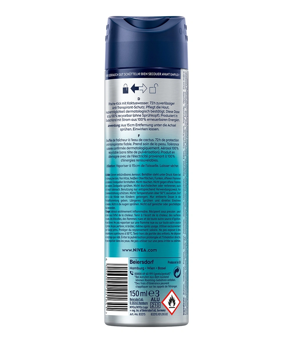NIVEA Deodorant Men Cool Kick Fresh Deo Spray 6 x 150 ml