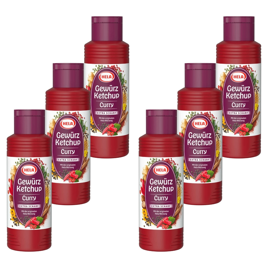 6x 300 ml Hela Ketchup Curry extra scharf Gewürzketchup Ketchupflasche