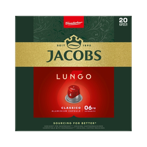 JACOBS Kapseln Lungo 6 Classico & Decaffeinato 6 je 100 Nespresso®* kompatibel
