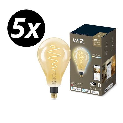 5x WiZ Vintage Filament LED Lampe E27 (390 lm) PS160 warmweiß 25 W Dimmbar NEU