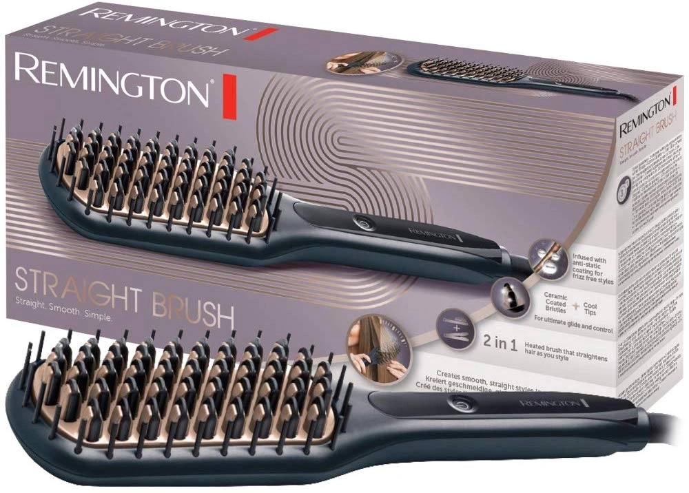 Remington Straight Brush, Haarglätter, 2 in 1, Keramikbeschichtung, Anti-Frizz