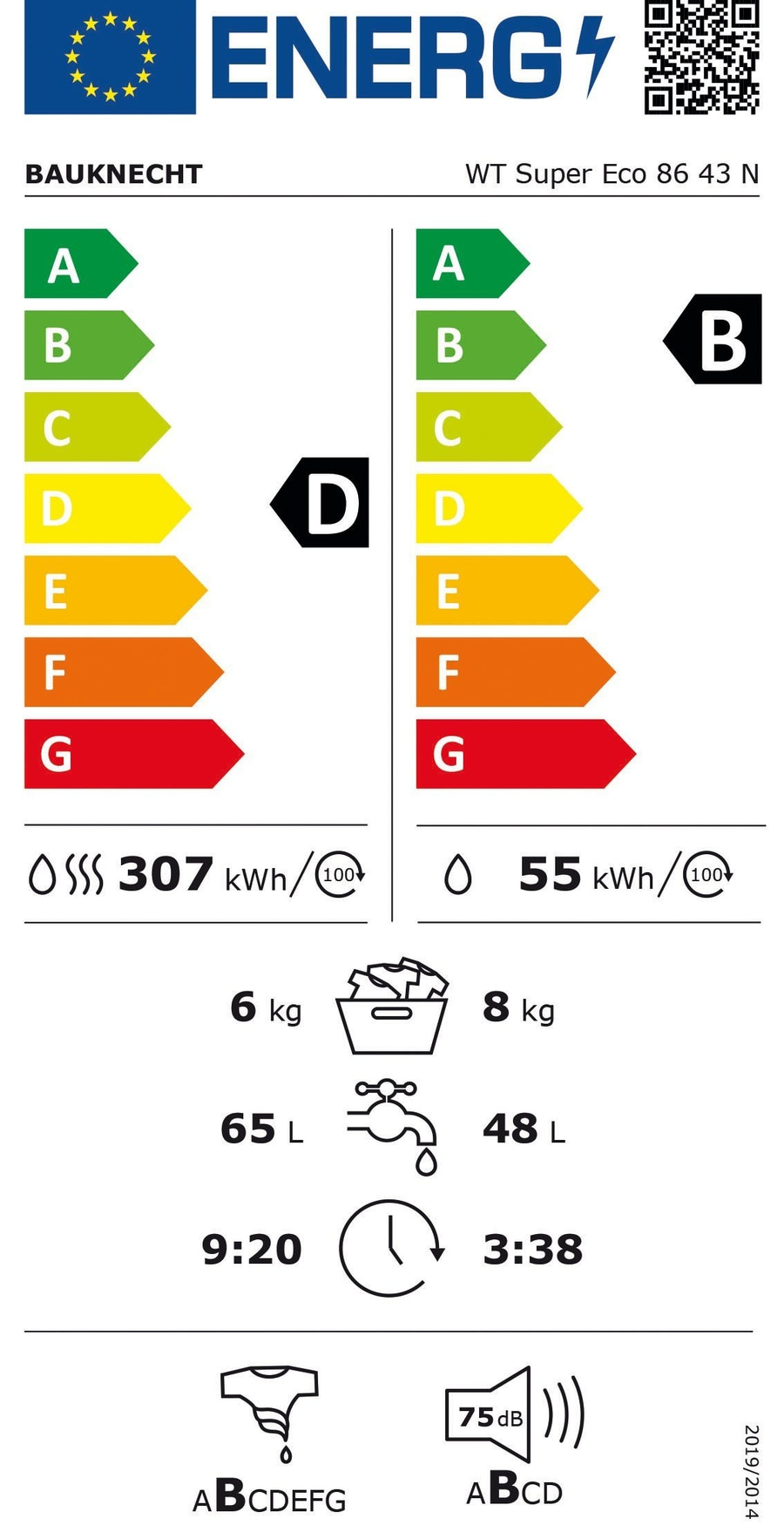BAUKNECHT Waschtrockner WT Super Eco 86 43 N Frontlader Nachlegefunktion B-WARE